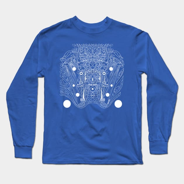 blue space alien astronaut in mayan suit ecopop Long Sleeve T-Shirt by jorge_lebeau